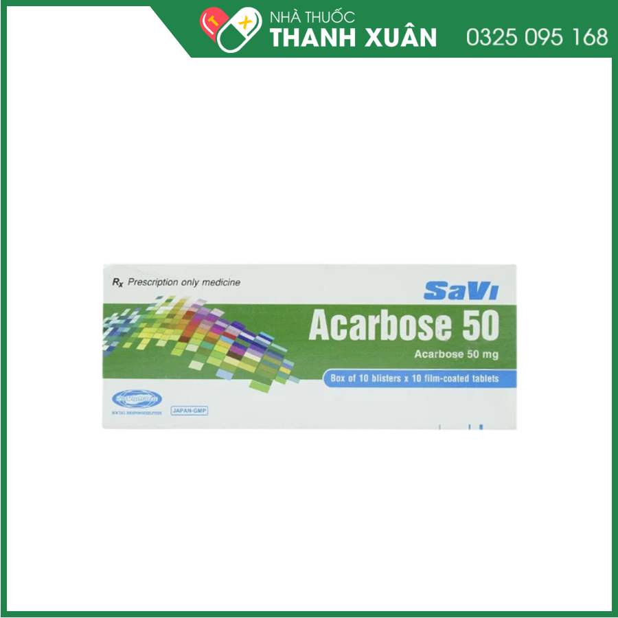Savi Acarbose 50 trị đái tháo đường tuýp 2